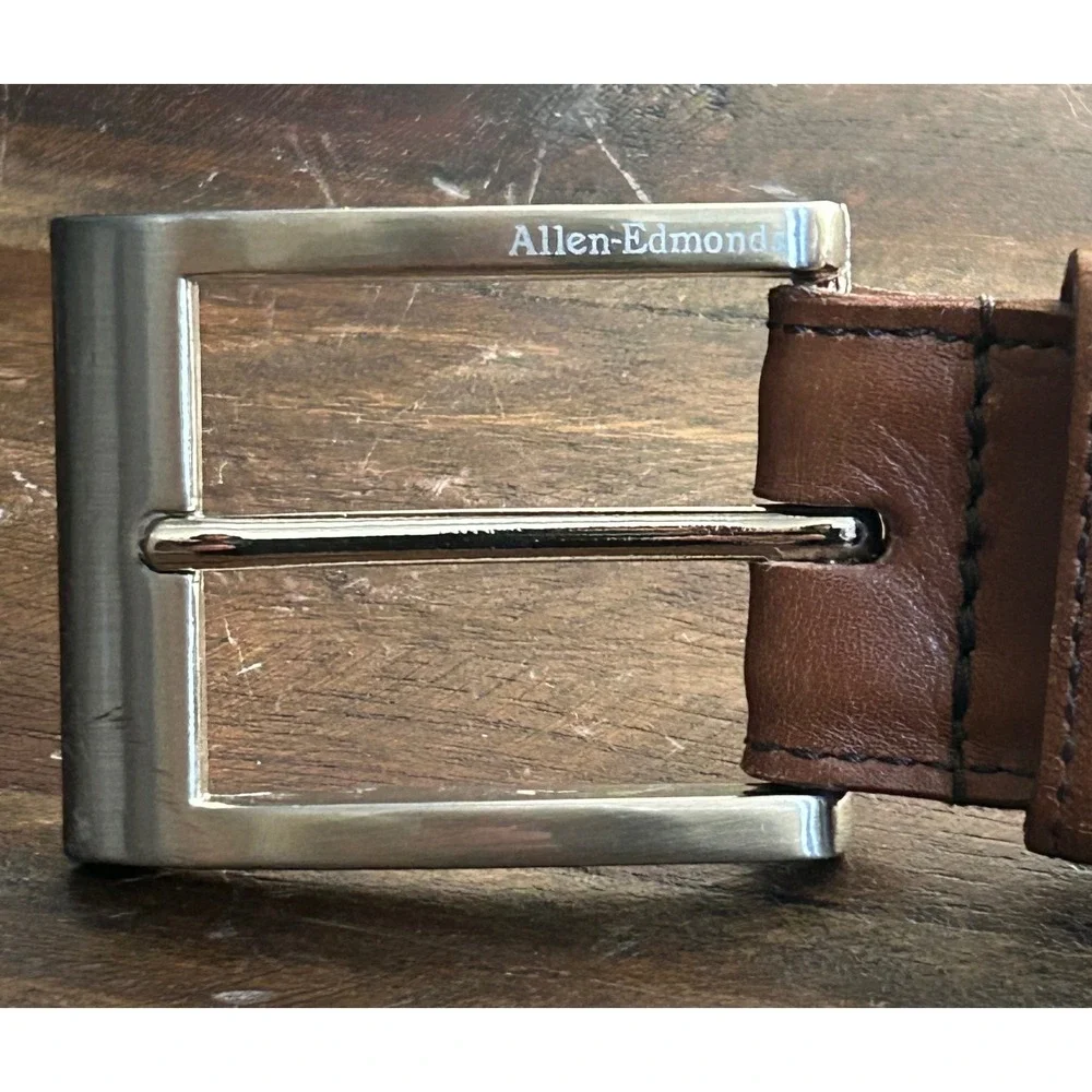 Allen Edmonds Brown Calfskin Leather Belt Mens Size 40 1.25